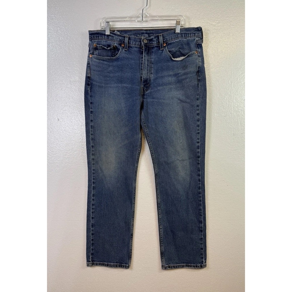 Levi's 514 Jeans Mens Size 36x30 Blue Denim Distressed Straight Cowboy Rodeo